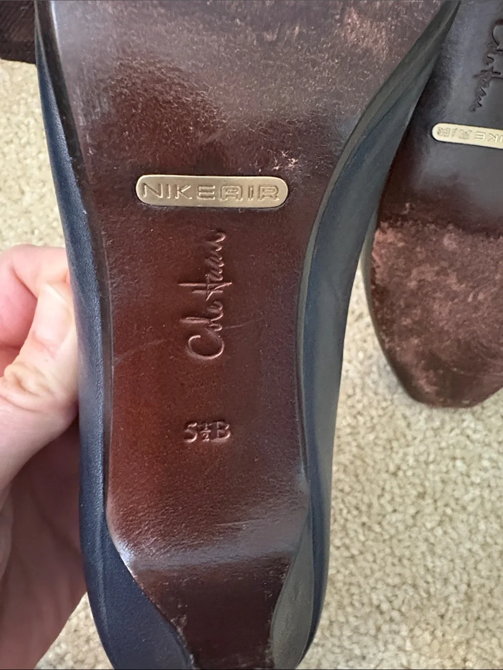 Cole Haan Navy Leather Square-Toe Pumps
